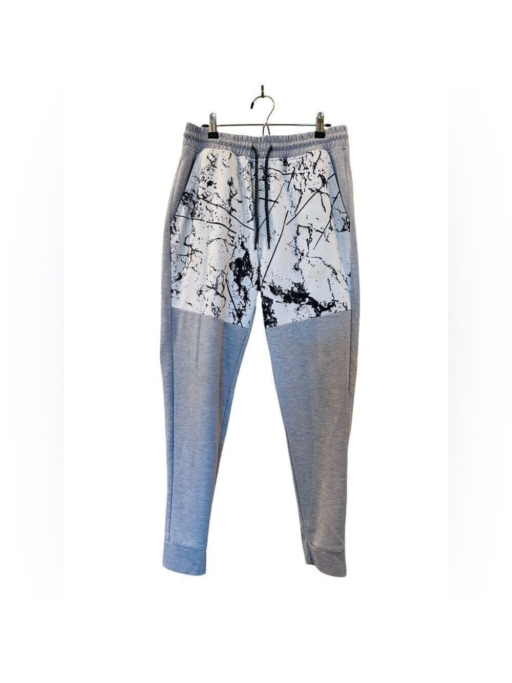WT02 Men's Gray Paint Splatter Jogger Sweatpants Pants with Pockets Size: Large